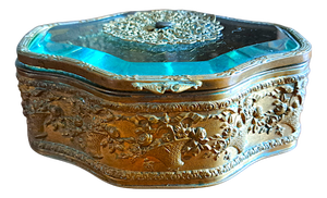 19th Century French Glass and Bronze Jewelry Box