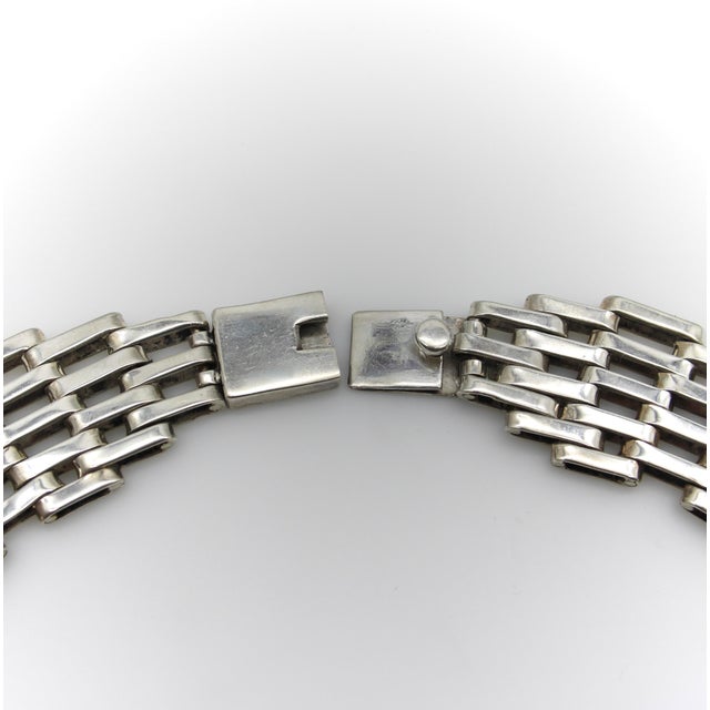 1980s Vintage Sterling Silver Taxco Wide-Link Collar Necklace For Sale - Image 5 of 9