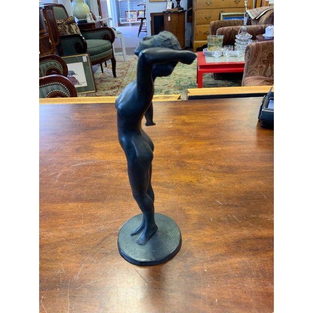 Art Nouveau 20th Century Solid Bronze Figure For Sale - Image 3 of 9