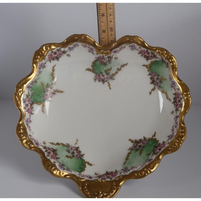 Ceramic Antique B&h Limoges France Hand Painted Bowl Gilt Rim Floral 10” For Sale - Image 7 of 10