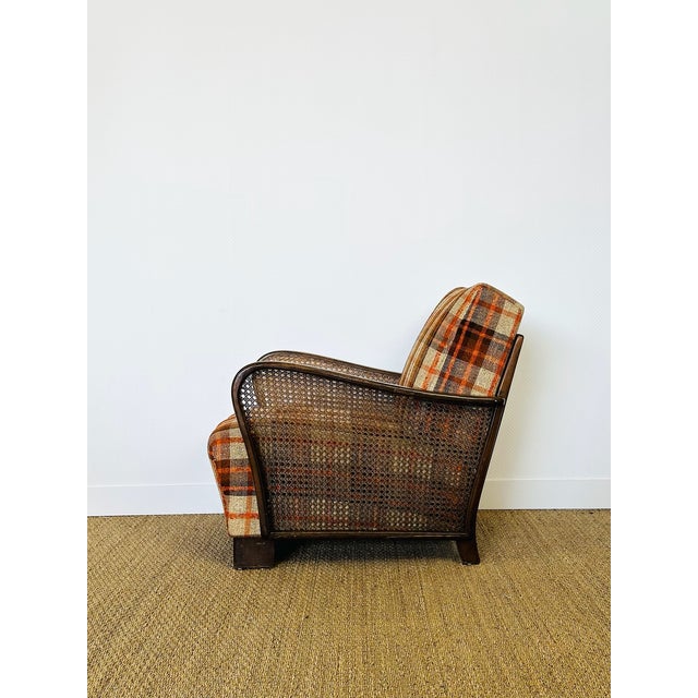 1960s Vintage Lounge Chair in Bentwood and Checkered Fabric, 1960s For Sale - Image 5 of 16