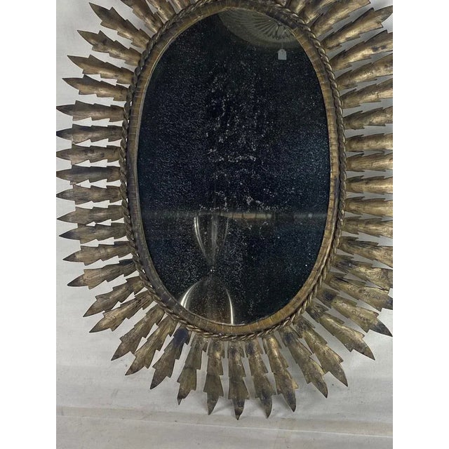 Oval Metallic Mirror, 1950s For Sale - Image 4 of 10