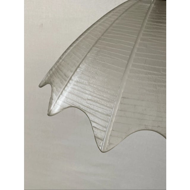 Vintage Hanging Ribbed Clear Glass Swag Lamp Shade For Sale - Image 4 of 8