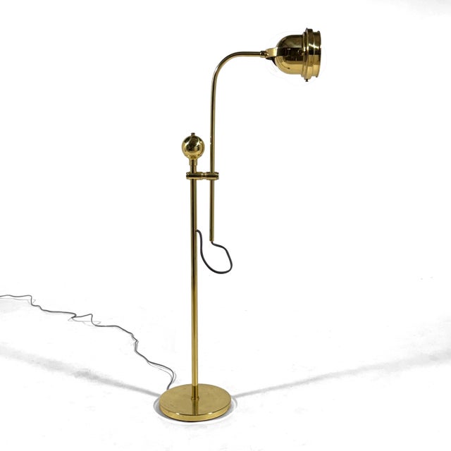 Metal Brass Pharmacy Adjustable Floor Lamp For Sale - Image 7 of 12