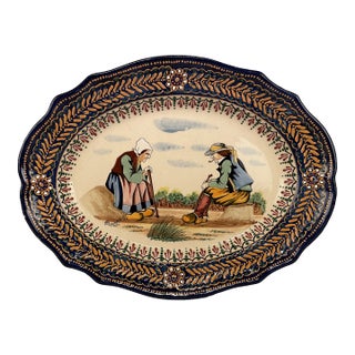 A Large Hb Quimper Faience Platter For Sale