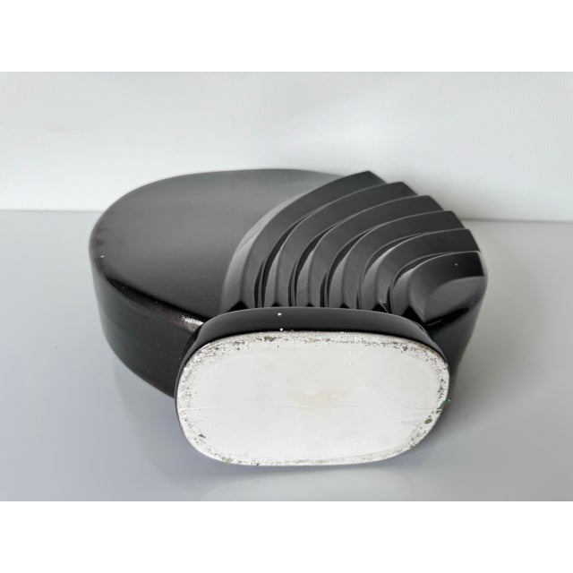 1980s Postmodern Art Deco Style Black Glazed Ceramic Vase For Sale - Image 9 of 9