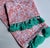 Pair Unused White Cotton, Coral Floral, Teal Tasseled Hand Towels For Sale - Image 10 of 17