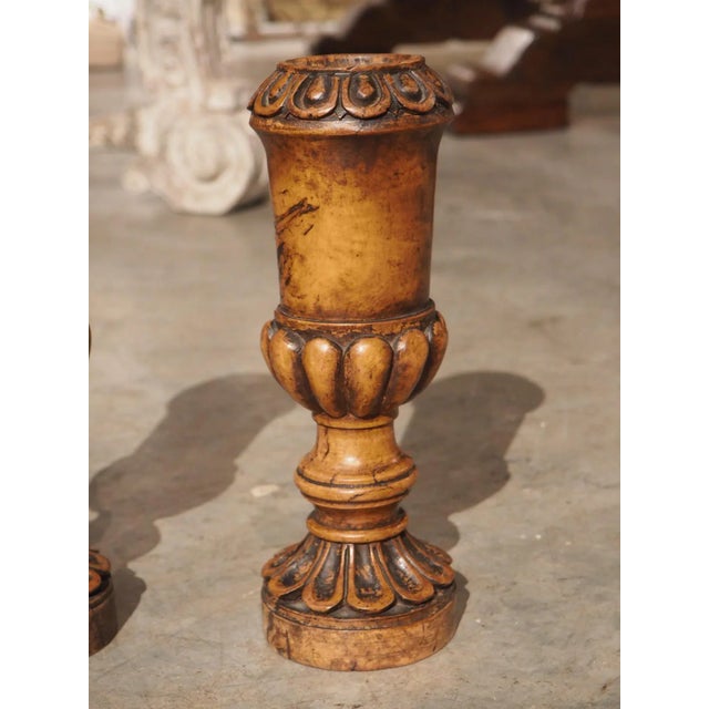 Pair of Circa 1820 Carved Walnut Spill Vases From England For Sale - Image 10 of 13