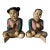 Vintage Asian Hand Carved Wood and Painted Seated Children Sculptures - a Pair For Sale