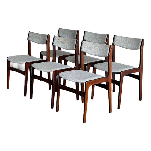Rosewood Dining Chairs in Style of Erik Buch Mid-Century Modern Sculptural Seating Set of 6 Denmark 1960s For Sale