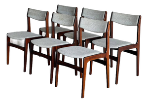 Rosewood Dining Chairs in Style of Erik Buch Mid-Century Modern Sculptural Seating Set of 6 Denmark 1960s