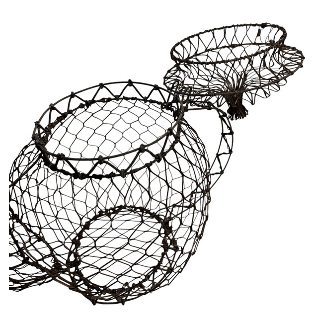 1910s Vintage Folk Art Teapot Egg Basket For Sale - Image 5 of 5