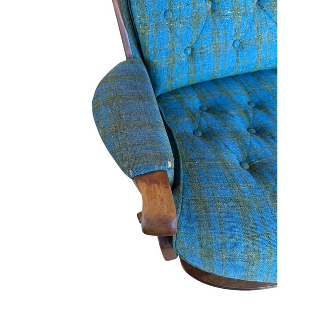 1960s Heywood-Wakefield Danish Modern Walnut Wingback Lounge Chair & Swivel Ottoman For Sale - Image 15 of 16