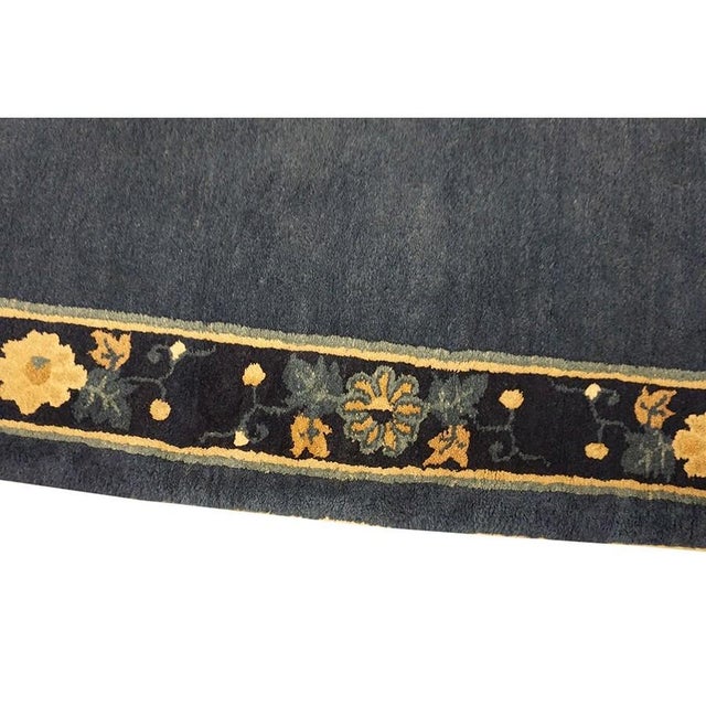 Textile 1920s Blue Deep Field Traditional East Asian Chinese Peking Hallway Gallery Rug For Sale - Image 7 of 10