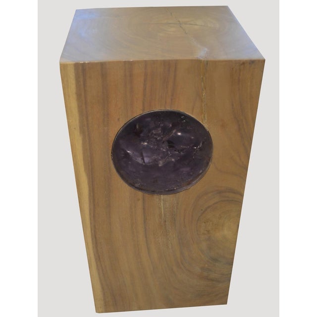 Andrianna Shamaris St. Barts Suar Wood Pedestal with Resin For Sale - Image 4 of 5