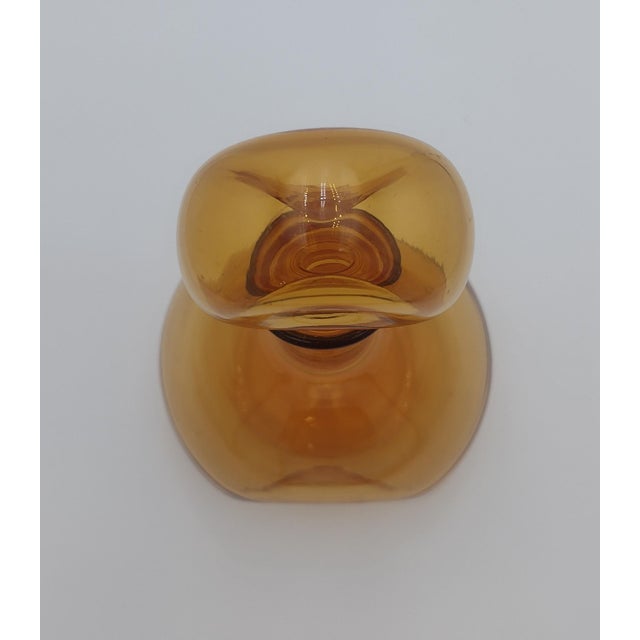Vintage Mid-Century Amber Empoli Glass Decanter With Stopper For Sale - Image 4 of 10