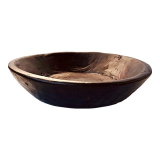 Hand Carved Primitive Knotted Wood Bowl For Sale