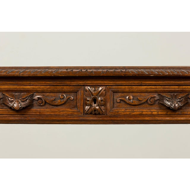 Late 19th Century French Henry II Carved Oak Writing Desk For Sale In New York - Image 6 of 18