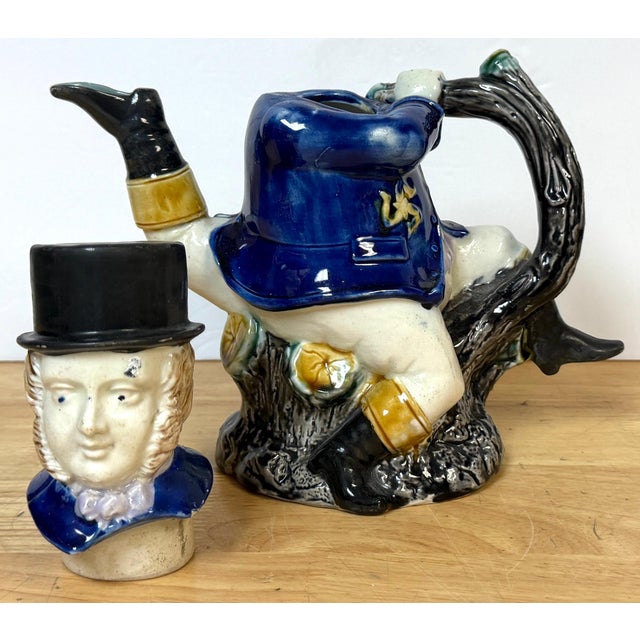 Ceramic Victorian Majolica “Three-Legged Gentleman” Teapot, William Brownfield & Sons For Sale - Image 7 of 18