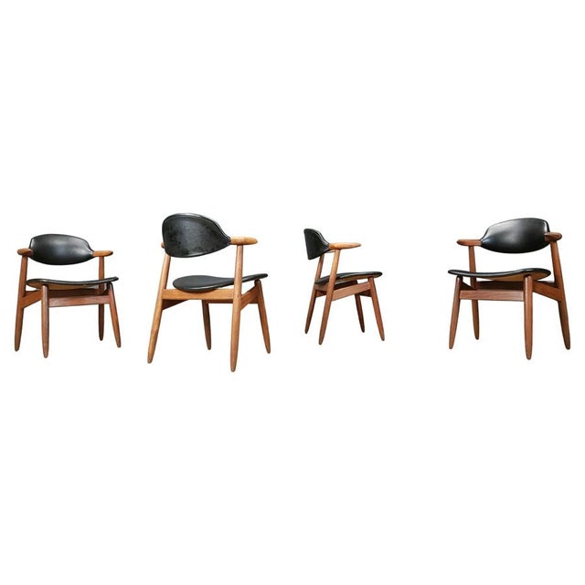 Vintage Cowhorn Dining Chairs by Tijsseling Meubelfabriek for Hulmefa, 1960s, Set of 4 For Sale - Image 13 of 13