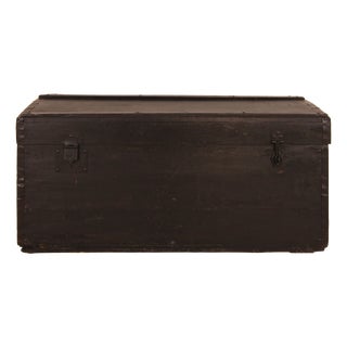 Vintage Steamship Black Trunk, 1920s For Sale