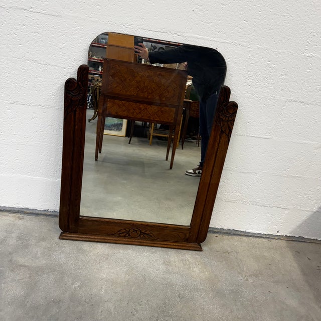 French Art Deco Oak Mirror, 1930s For Sale - Image 18 of 18