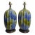 Mid-Century Blue and Green Textured Ceramic Lamps-a Pair For Sale