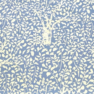 Arbre De Matisse Reverse Fabric by China Seas French Blue on Tinted Linen 3 Yards For Sale