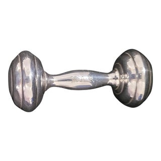 Mid-Century Tiffany & Co. Sterling Silver Barbell Baby Rattle Monogramed 3.5 In For Sale