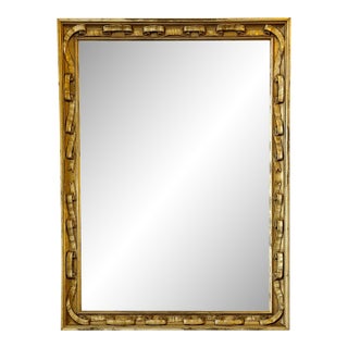 Mid Century Gold Gilt Ribbon Motif Mirror For Sale