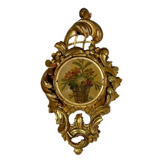 French Louis XV Rococo Style Large Carved and Gilt Cartel Clock Case. For Sale