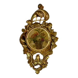 French Louis XV Rococo Style Large Carved and Gilt Cartel Clock Case.