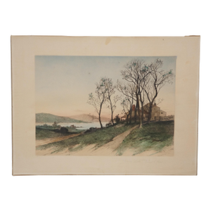 Antique 1891 Ernest C Rost Seneca Lake New York Landscape Etching