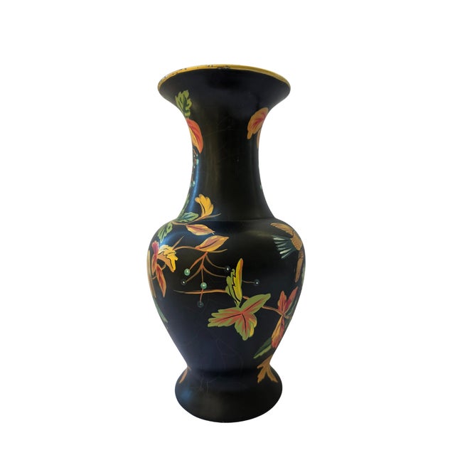 Hand-Painted Birds & Berries Vase Attributed to Andrea by Sadek For Sale - Image 4 of 7