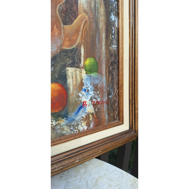 mos202629.99 Folk Art Abstract Still Life Oil Painting For Sale - Image 10 of 12