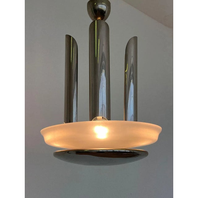 1930s Large Very Bauhaus Functionalism Art Deco Chrome Chandelier, 1935 For Sale - Image 5 of 7