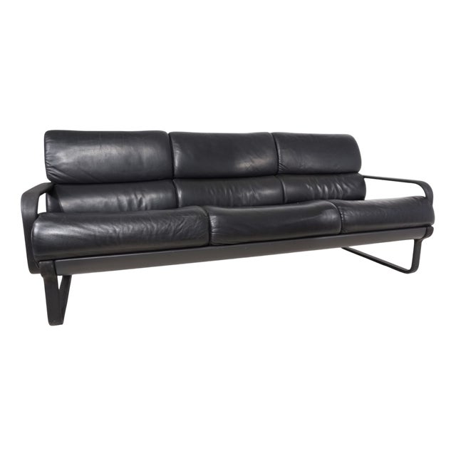 Lobbytop Three-Seater Leather Sofa by Otto Zapf for Drabert, 1970 For Sale