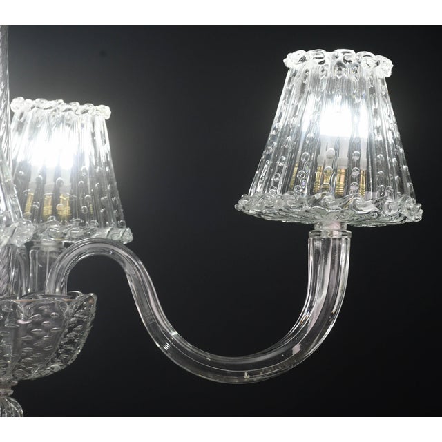 1950s Luxury Art Decò Barovier E Toso Chandelier, Murano "Bubble" Glass For Sale - Image 9 of 16
