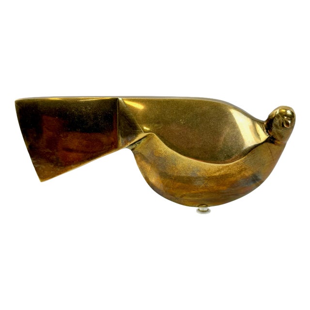 Mid-Century Greek Bronze Dove Sculpture, 1960s For Sale