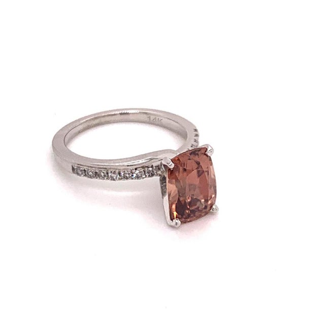 Traditional Diamond Zircon Ring 14k White Gold Large 4.45 TCW Women Certified, Size 6.5 For Sale - Image 3 of 9
