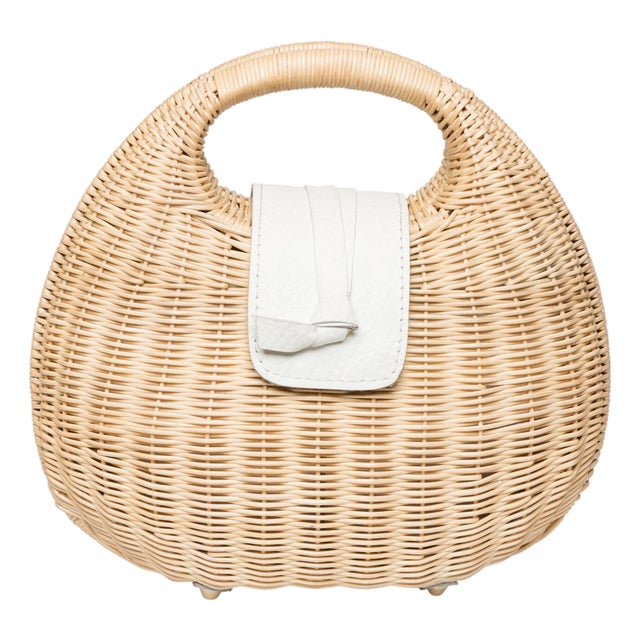 Isi Cut Out Handle Clutch in Natural / White For Sale