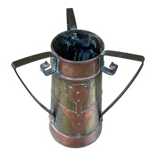 Imperial Russian Arts & Crafts Copper and Brass Vase For Sale
