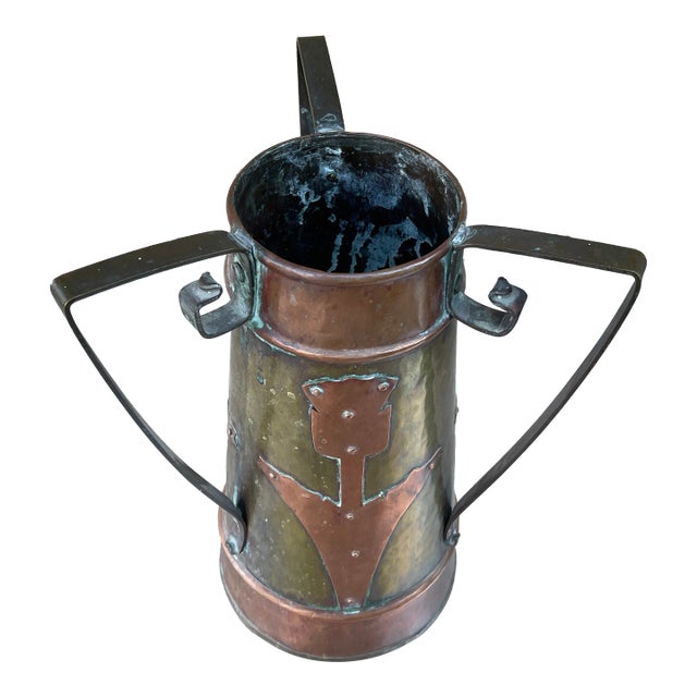Imperial Russian Arts & Crafts Copper and Brass Vase For Sale