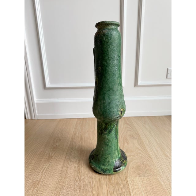 1970s 1970s Large and Very Heavy 21" Brutalist Studio Pottery Vase - Green Fat Lava Glaze For Sale - Image 5 of 8