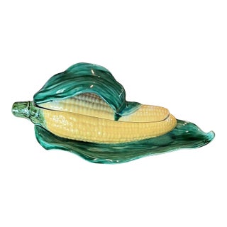 1920s Sarreguemine France Corn on the Cob Tureen For Sale