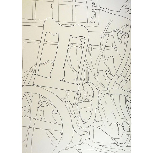 Mid 20th Century Abstract Line Drawing, My Garage | Chairish