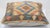A one-of-a-kind handwoven Afghan wool kilim accent pillow featuring twin blue medallion diamonds with a banded border. Cut...