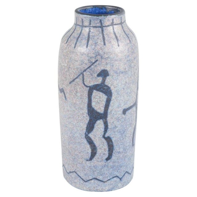 Mid-Century Ceramic Vase with Primitive Figures by Joseph Lloyd, Smögen, Sweden For Sale - Image 5 of 5