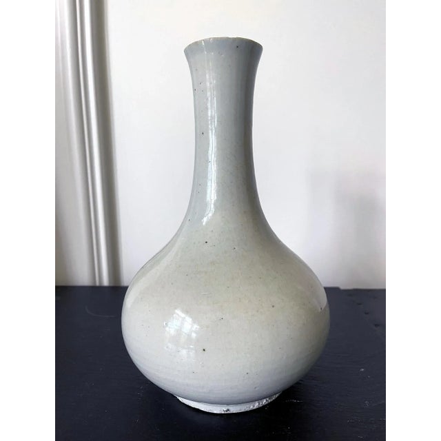 Mid 19th Century Large Antique White Glazed Bottle Vase Korean Ceramic Joseon Dynasty For Sale - Image 5 of 13