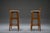 Elegant pair of danish modern bar stools by dyrlund, crafted in solid teak and newly upholstered in premium wool fabric....